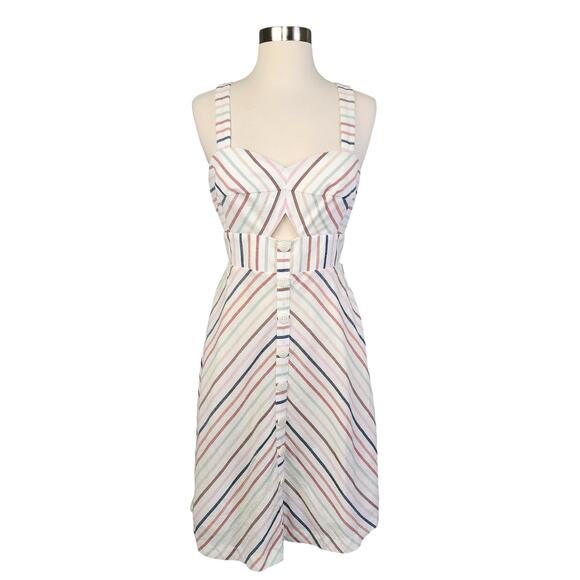 Modcloth Womens Sunset Cruise Just For You Fit and Flare Dress Size 4 Stripe NEW - Picture 1 of 12
